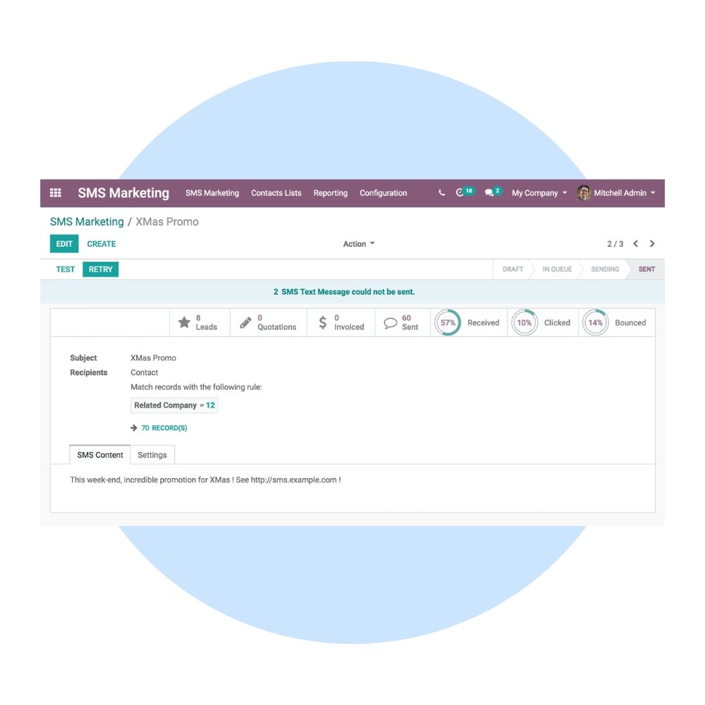 Odoo SMS Marketing Customization